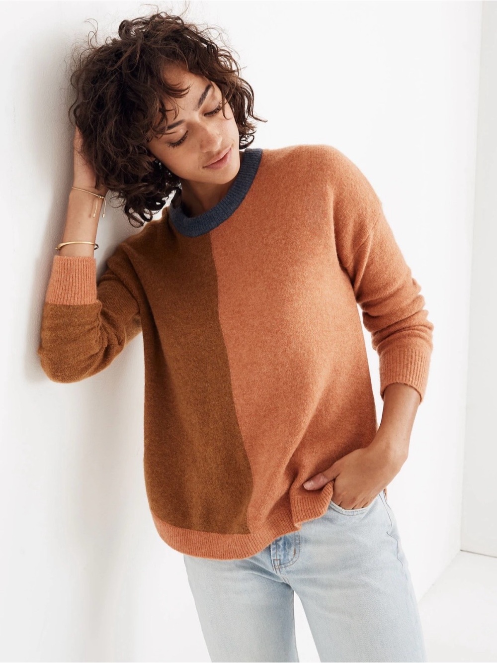 Madewell Westlake Color Block Long Sleeve Pullover Sweater XXS Coziest Yarn